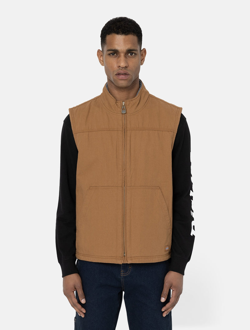 Dickies Sherpa Lined Duck Vest - Brown Duck