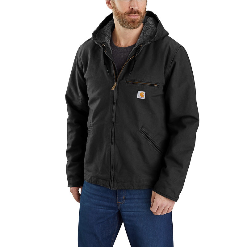 Carhartt Men's Sherpa Lined Jacket Washed Duck - 104392 Black