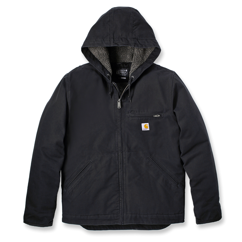 Carhartt Men's Sherpa Lined Jacket Washed Duck - 104392 Black