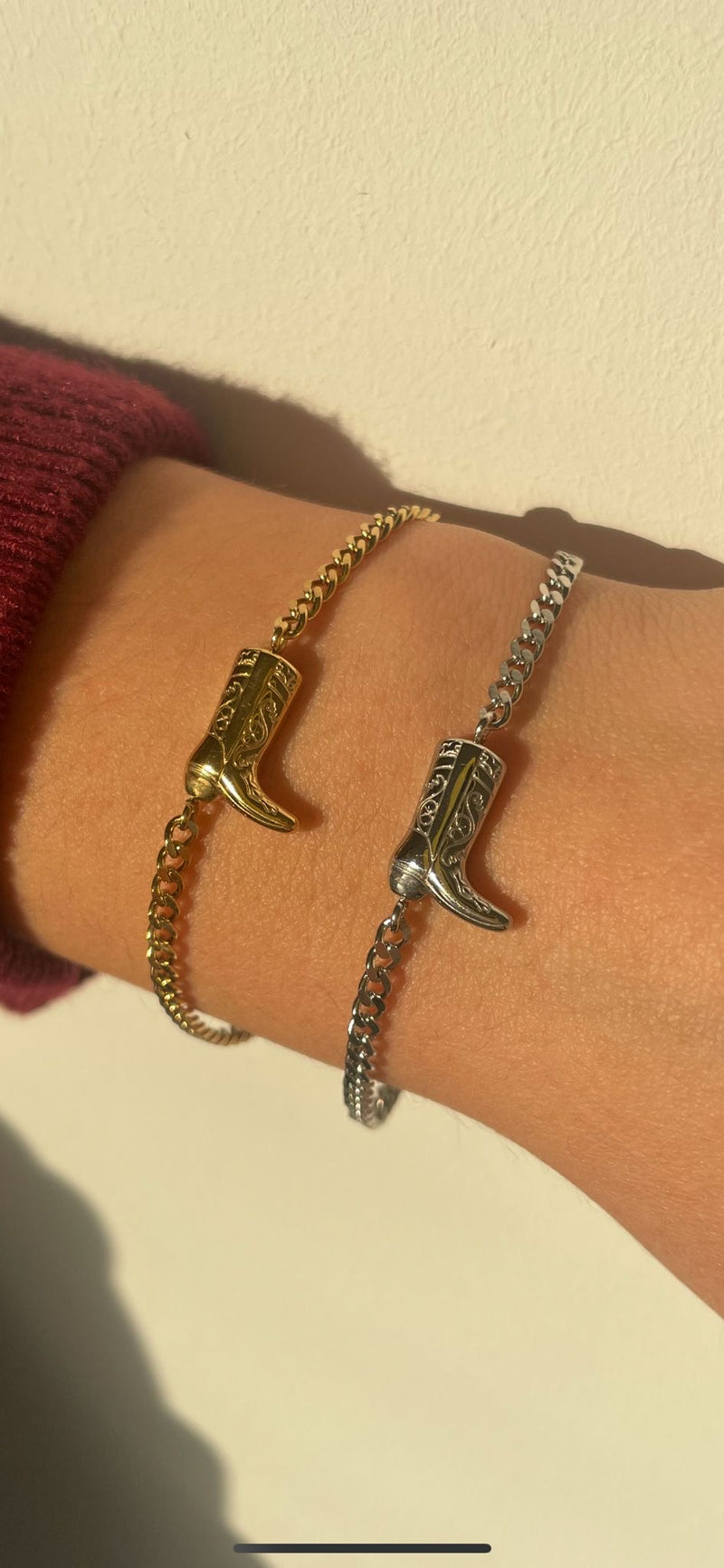 Cowboy boot bracelet gold/silver